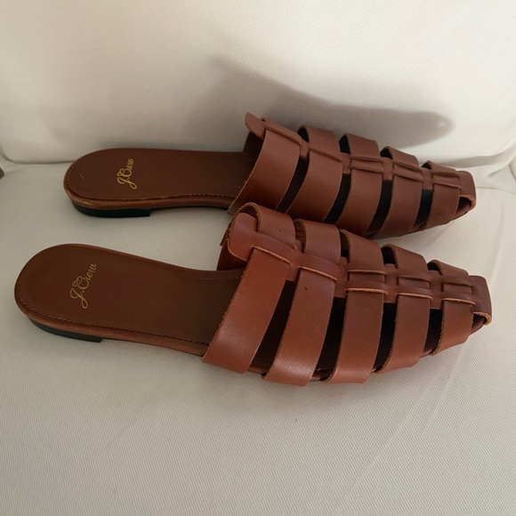 J. Crew Brown, Leather Strappy Mules. - Picture 3 of 6